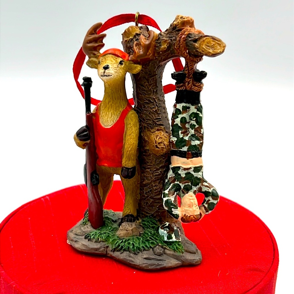 Funny Buck Deer hanging Hunter Christmas ornament comical
